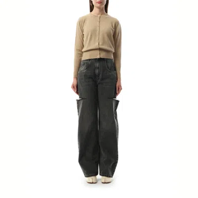 Maison Margiela Virgin Wool Cardigan In Walnut