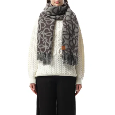Loewe Women's Textured Anagram Scarf In Black/grey
