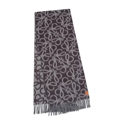 Loewe Women's Textured Anagram Scarf In Black/grey