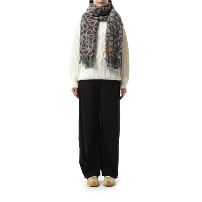 Loewe Women's Textured Anagram Scarf In Black/grey