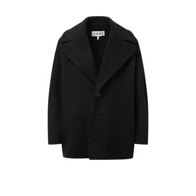 Loewe Wool Single-breasted Coat In Black