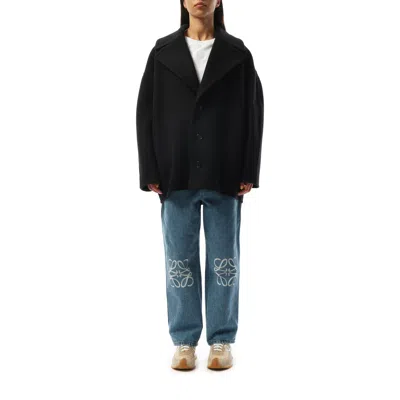 Loewe Wool Single-breasted Coat In Black