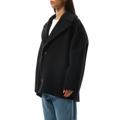 Loewe Wool Single-breasted Coat In Black