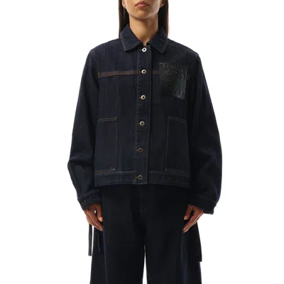Loewe Wool-cashmere Workwear Jacket In Indigo Blue