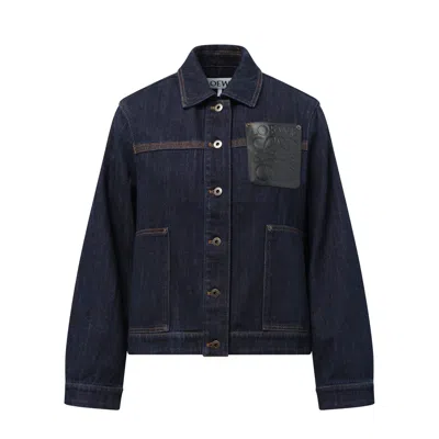 Loewe Wool-cashmere Workwear Jacket In Indigo Blue