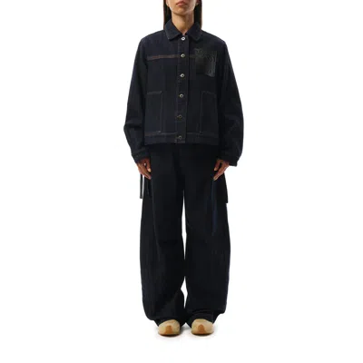 Loewe Wool-cashmere Workwear Jacket In Indigo Blue