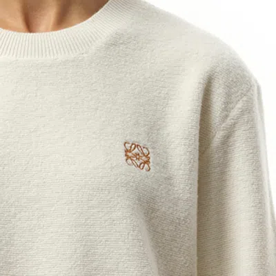Loewe Womens Anagram-embroidered Cropped Wool-blend Jumper Ecru In Ecru