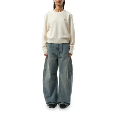 Loewe Womens Anagram-embroidered Cropped Wool-blend Jumper Ecru In Ecru