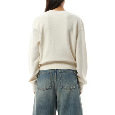 Loewe Womens Anagram-embroidered Cropped Wool-blend Jumper Ecru In Ecru