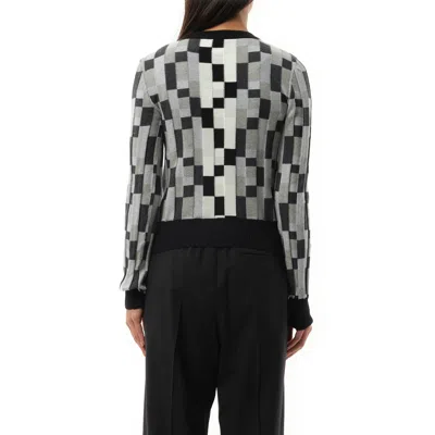 Loewe Womens  Anagram-embroidered Knitted Cotton Jumper In Grey/light Grey