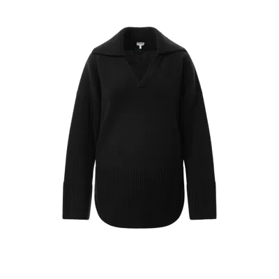 Loewe V-neck Long-sleeved Sweater In Black