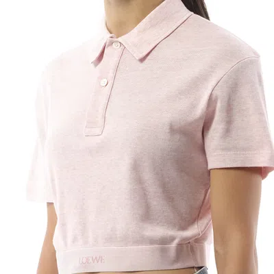 Loewe Women's Cropped Polo In Pink