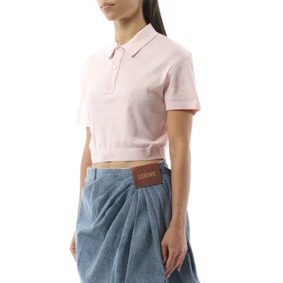 Loewe Women's Cropped Polo In Pink