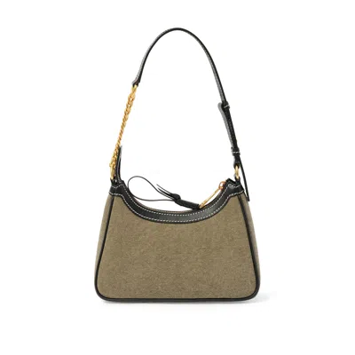 Balmain Lettering Detail Shoulder Bag In Khaki/black