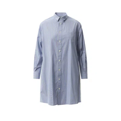 Sacai Striped Shirt Dress In Light Blue