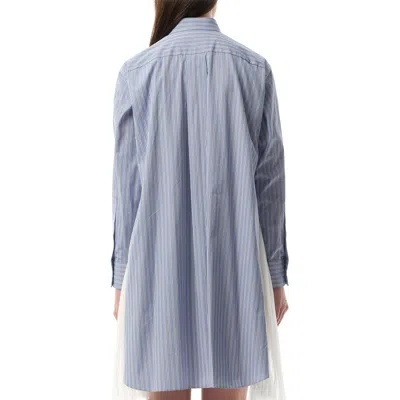 Sacai Striped Shirt Dress In Light Blue