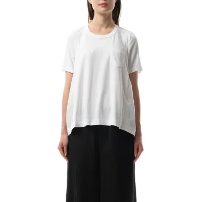 Sacai Cotton Poplin X Cotton Jersey T-shirt In White/off White