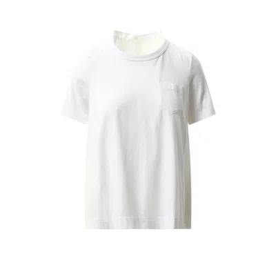 Sacai Cotton Poplin X Cotton Jersey T-shirt In White/off White