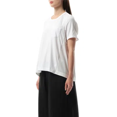 Sacai Cotton Poplin X Cotton Jersey T-shirt In White/off White
