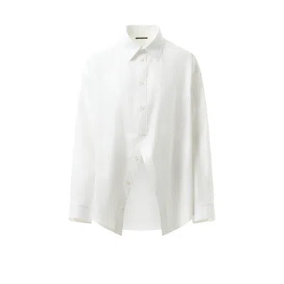 Balenciaga Asymmetric Shirt With Logo Embroidery In White