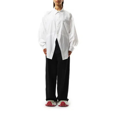 Balenciaga Asymmetric Shirt With Logo Embroidery In White