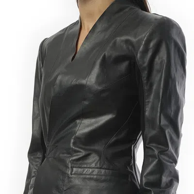 Rick Owens Fitted Long-sleeve V-neck Jacket With Double-breasted Closure In Black