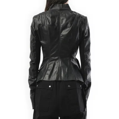 Rick Owens Fitted Long-sleeve V-neck Jacket With Double-breasted Closure In Black