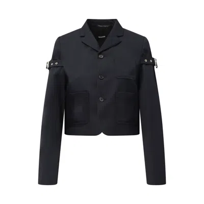 We11 Done Women's Jacket With Sleeve Strap Detail In Navy