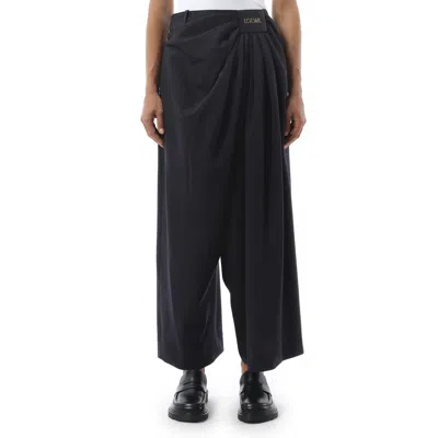 Loewe Draped Wool Pants In Dark Navy Blue
