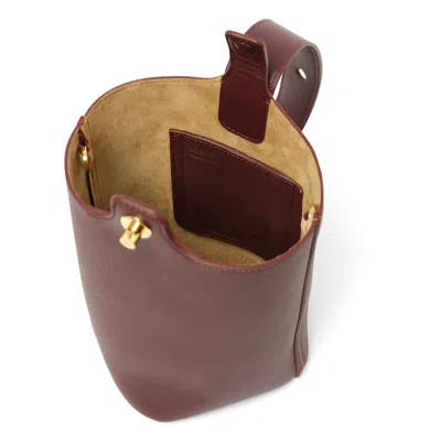 Loewe Women Grape Leather Mini Pebble Bucket Bag In Purple