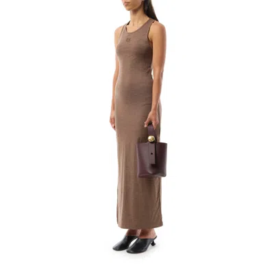 Loewe Women Grape Leather Mini Pebble Bucket Bag In Purple