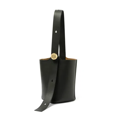 Loewe Green Calfskin Pebble Bucket Medium Bag Women In Black