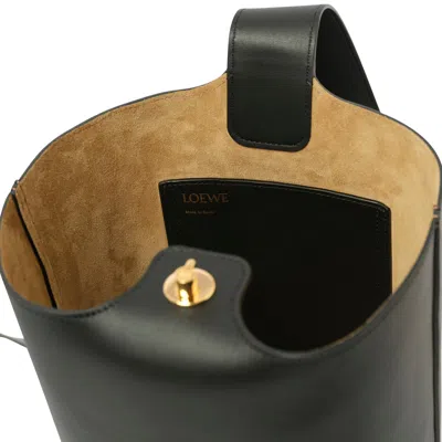 Loewe Green Calfskin Pebble Bucket Medium Bag Women In Black
