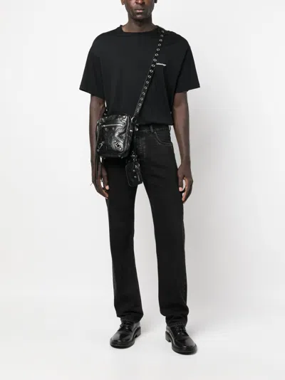 Balenciaga Le Cagole Embellished Textured-leather Messenger Bag In Black