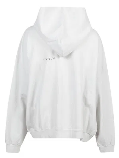 Balenciaga Cotton Hoodie Front Pocket In White