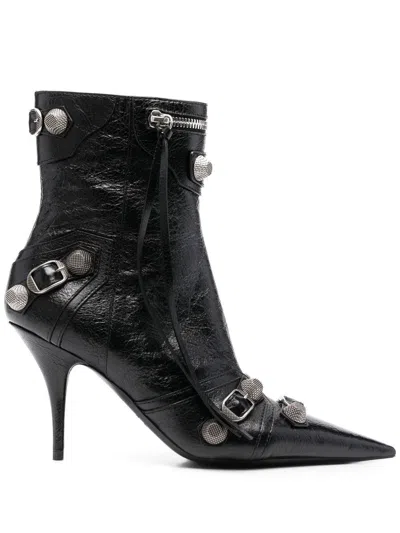 Balenciaga Cagole 50 Ankle Boots In Lamb Leather In Black