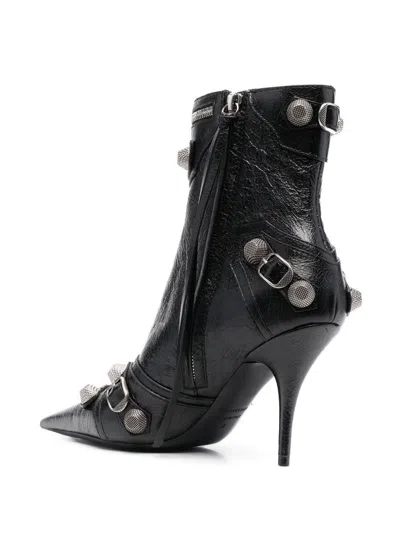 Balenciaga Cagole 50 Ankle Boots In Lamb Leather In Black