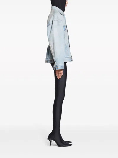 Balenciaga Hourglass Denim Jacket In Clear Blue