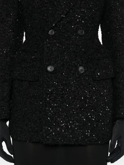 Balenciaga Women's Tweed Button Up Jacket In Black