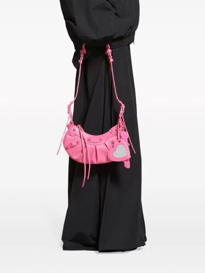 Balenciaga Women Le Cagole Xs Leather Shoulder Bag In Fuchsia