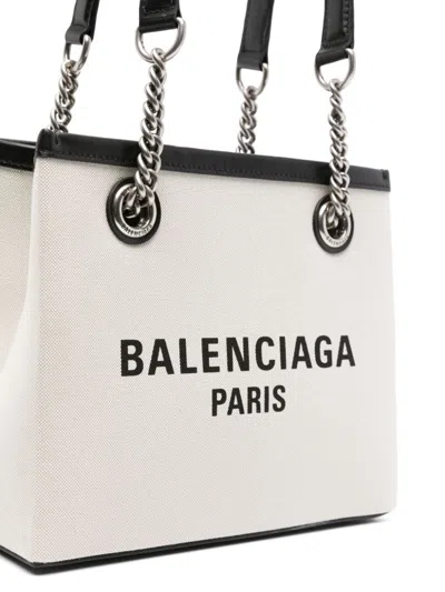 Balenciaga Ivory Canvas M Duty Free Shopping Bag In Beige