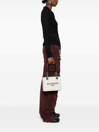 Balenciaga Ivory Canvas M Duty Free Shopping Bag In Beige