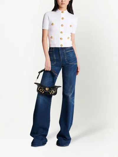 Shop Balmain Women's 4-pocket Knitted Cardigan In White