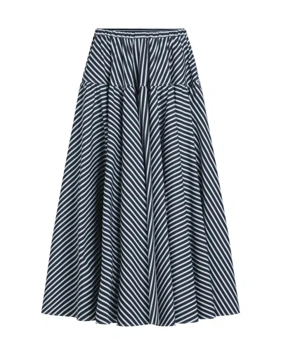 Patou Wide Blue And White Striped Skirt In Blue