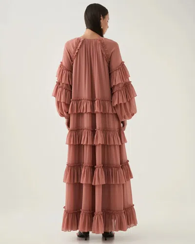 Aje Mina Ruffled Tiered Maxi Dress In Brown