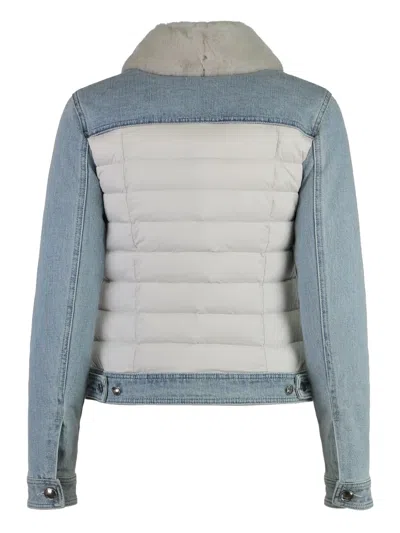 Moorer Petunia Padded Front Panel Jacket In Blue