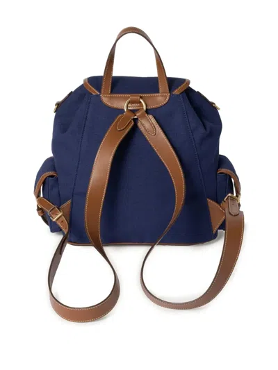 Miu Miu Canvas And Leather Backpack In Blue