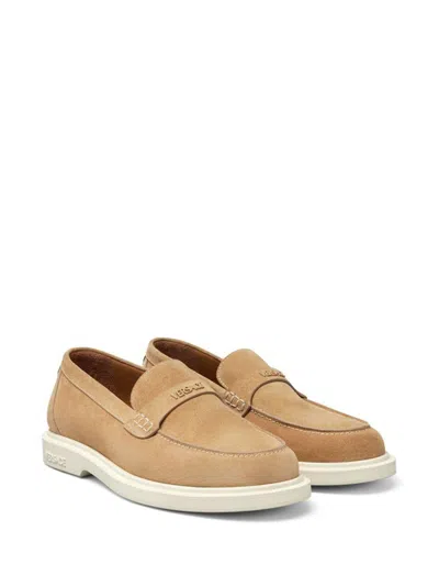 Versace Giuliano Mocassins En Daim In Beige