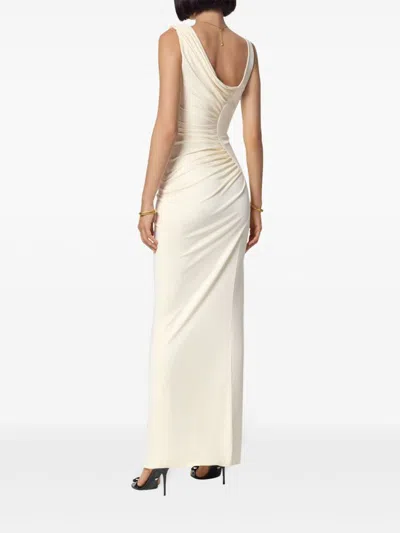 Versace Knee Length Dress Asymmetric Design In White
