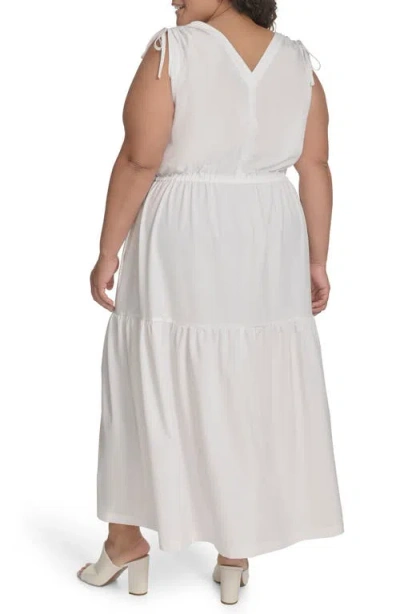 Calvin Klein Commuter Sleeveless Tiered Midi Dress In Cream